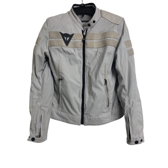 Dainese Gray Moto Streetwear Jacket Size 44 Suede Stripes Removable Protection - Picture 1 of 10